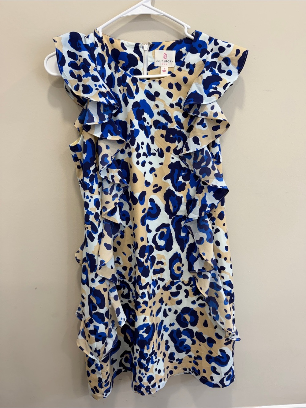 JB by Julie Brown Blue and Tan Leopard Print Dress